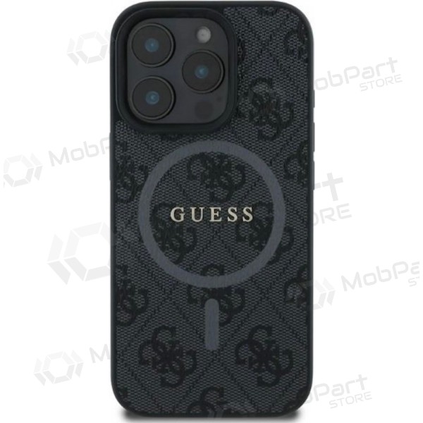 Funda para Apple iPhone 16 Pro - Guess PU Leather 4G Colored Ring MagSafe (negra)