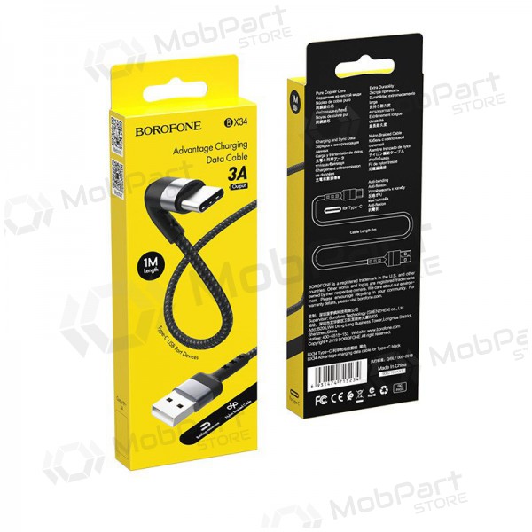 USB cable Borofone BX34 Type-C 1.0m (negro)