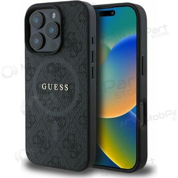 Funda para Apple iPhone 16 Pro - Guess PU Leather 4G Colored Ring MagSafe (negra)