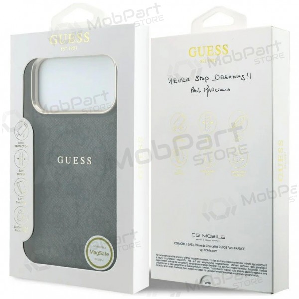 Funda para Apple iPhone 18 Pro Max - Guess PU Leather 4G Gold Frame Embossed MagSafe (negra)