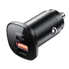 Cargador automobilinis Acefast B1 Mini 38W USB-C+USB-A negro