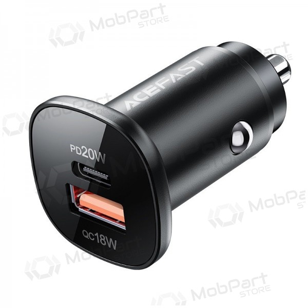 Cargador automobilinis Acefast B1 Mini 38W USB-C+USB-A negro