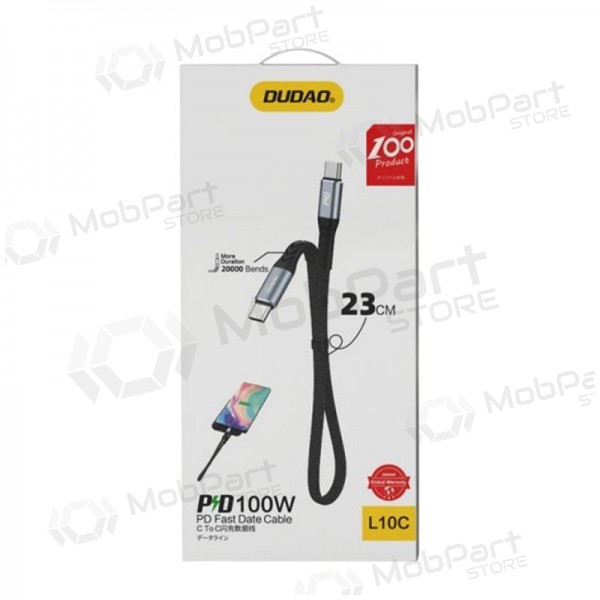 Cable USB-C Dudao L10C USB-C a USB-C 0.23 m 100 W negro