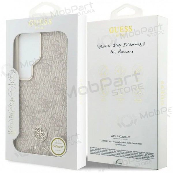 Funda para Samsung Galaxy S26 Ultra - Guess PU Leather 4G Strass Logo Gold Frame Magnetic (rosa)
