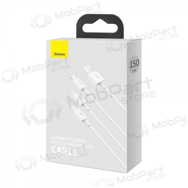 Cable Baseus Superior USB - microUSB+Lightning+Type-C 3.5A 1.5m (blanco) CAMLTYS-02 Cable Baseus Superior USB - microUSB+Lightning+Type-C 3.5A 1.5m (blanco) CAMLTYS-02