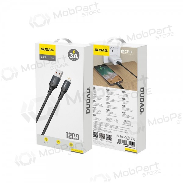 Cable Lightning Dudao L3SL USB-A a Lightning 1.2 m 3 A negro