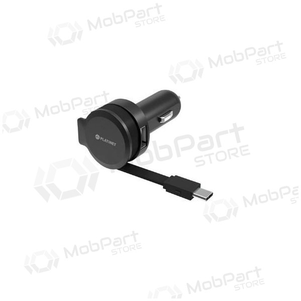 Cargador de coche Platinet su Type-C laidu (1xUSB 2.4A) (negro)