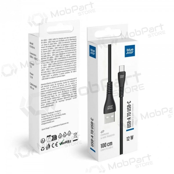 Cable Lightning Blue Star PJ-DG4-A USB-A a Lightning 1 m negro