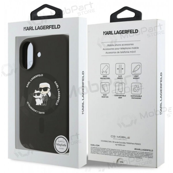 Funda para Apple iPhone 17 -Karl Lagerfeld Liquid Silicone Karl and Choupette MagSafe- (negra)