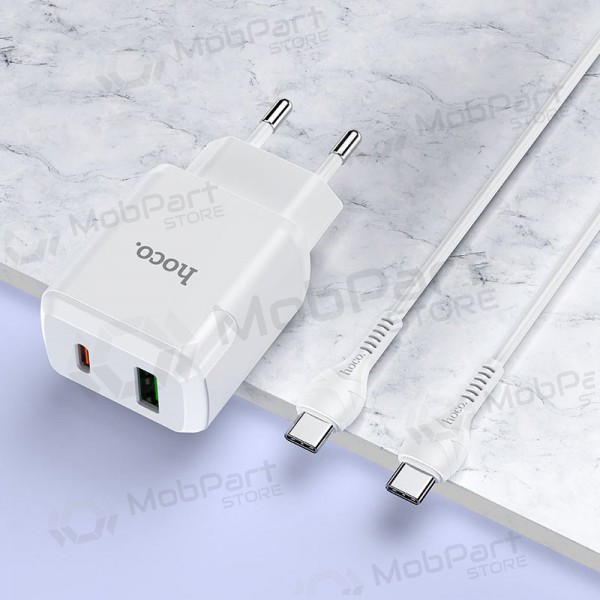 Cargador Hoco N5 USB Quick Charge 3.0 + PD 20W (3.1A) + Type-C-Type-C (blanco)