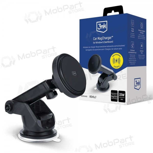 Soporte de teléfono para coche con carga inalámbrica 3MK Car MagCharger 15 W para salpicadero.