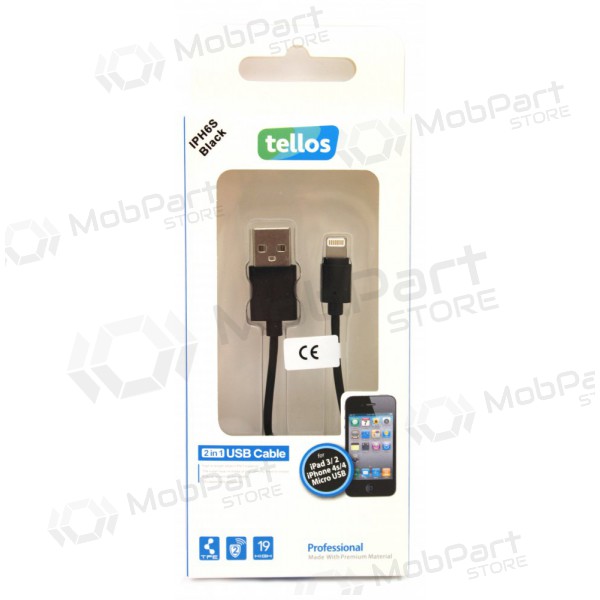 USB cable Tellos Professional Lightning (negro) 1.0m