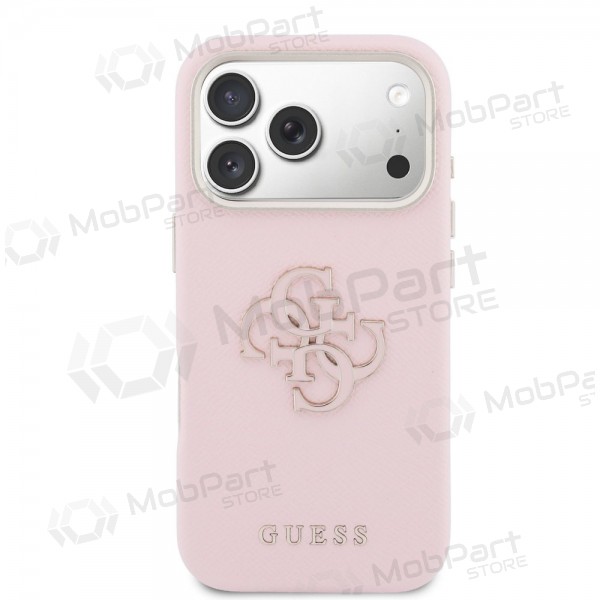 Funda para Apple iPhone 17 Pro Max -Guess PU Grained 4G Resin Metal Logo- (rosa)