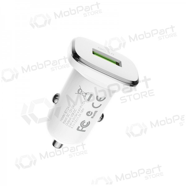 Cargador automobilinis Borofone BZ12A Quick Charge 3.0 + Type-C (blanco)
