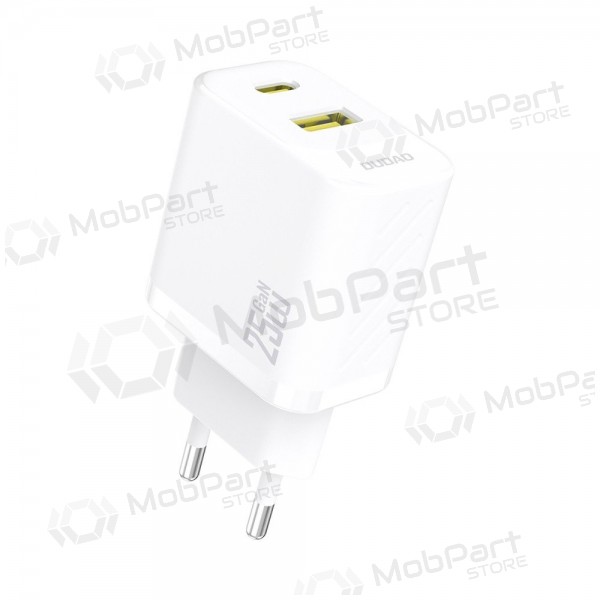 Cargador de teléfono Dudao A26T 25 W GaN USB-C + USB-A blanco
