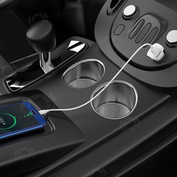 Cargador automobilinis Borofone BZ12A Quick Charge 3.0 + Type-C (blanco)