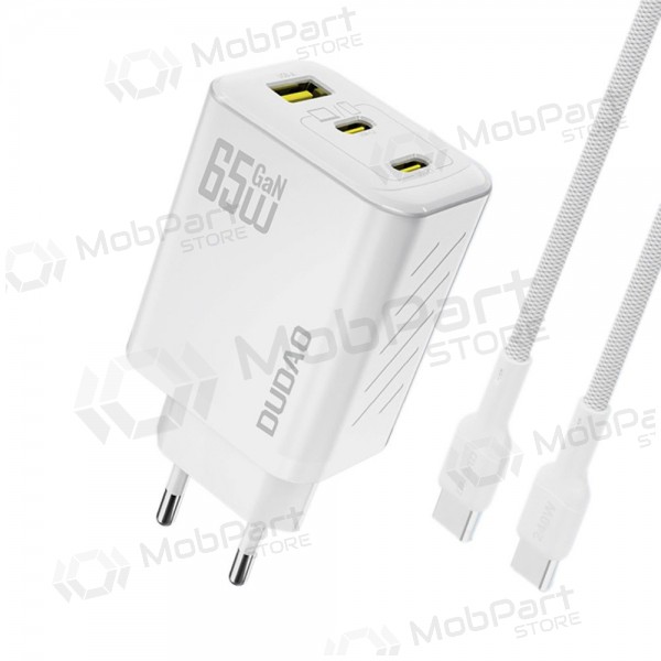 Cargador de teléfono Dudao A28PC 45 W GaN 2x USB-C con cable USB-C de 1 m negro