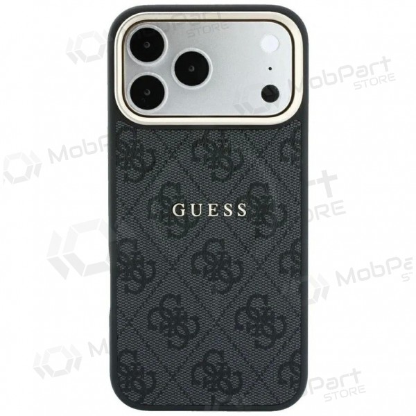 Funda para Apple iPhone 18 Pro Max - Guess PU Leather 4G Gold Frame Embossed MagSafe (negra)