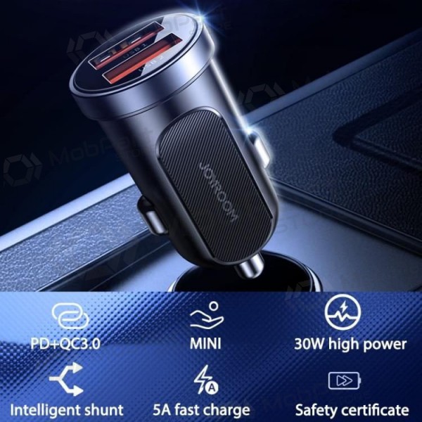 Cargador automobilinis Joyroom C-A09 2xUSB (SCP, PD, AFC) 3.0 30W (negro)