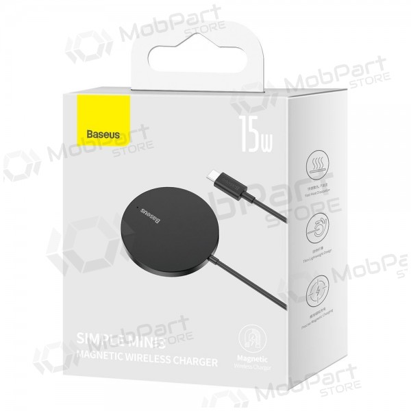 Cargador inalámbrico MagSafe Baseus Simple Mini 3 15 W negro