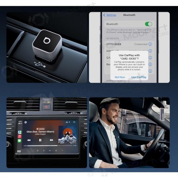Adaptador inalámbrico CarPlay / Android Auto Ottocast Mini Cube CP88-T2 plateado