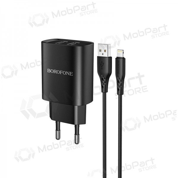 Cargador Borofone BN2 2xUSB 2.1A + Lightning (negro)