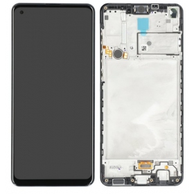 Ekranas Samsung A217F A21s su lietimui jautriu stikliuku y rėmeliu Black original