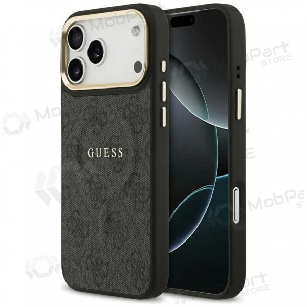 Funda para Apple iPhone 17 Pro - Guess PU Leather 4G Gold Frame MagSafe (negra)