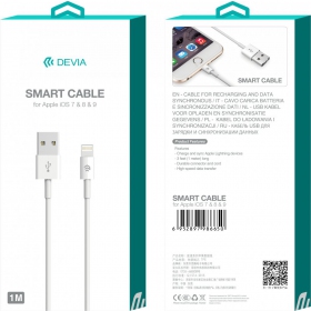 USB cable Devia Smart Lightning 2.0m (blanco)