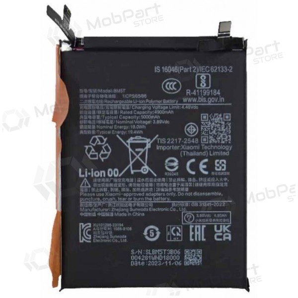 Batería para Xiaomi 13T, 14T, Poco X6 Pro, Poco M6 Pro 4G, Redmi Note 13 Pro 4G, acumulador (BM5T) (Premium)