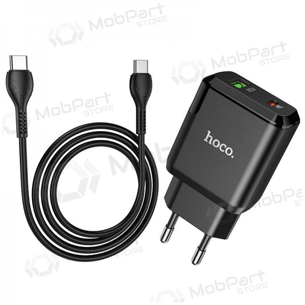Cargador Hoco N5 USB Quick Charge 3.0 + PD 20W (3.1A) + Type-C-Type-C (negro)