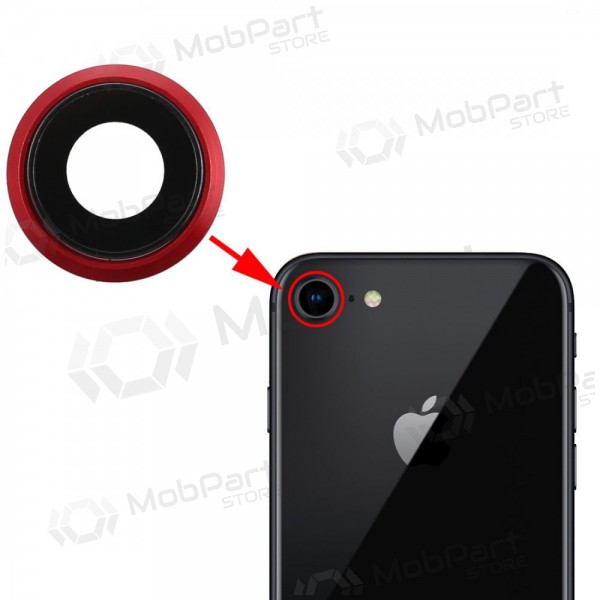 Apple iPhone 8 / SE 2020 / SE 2022 Cristal camara (rojo) (con un marco) Apple iPhone 8 / SE 2020 / SE 2022 Cristal camara (rojo) (con un marco)
