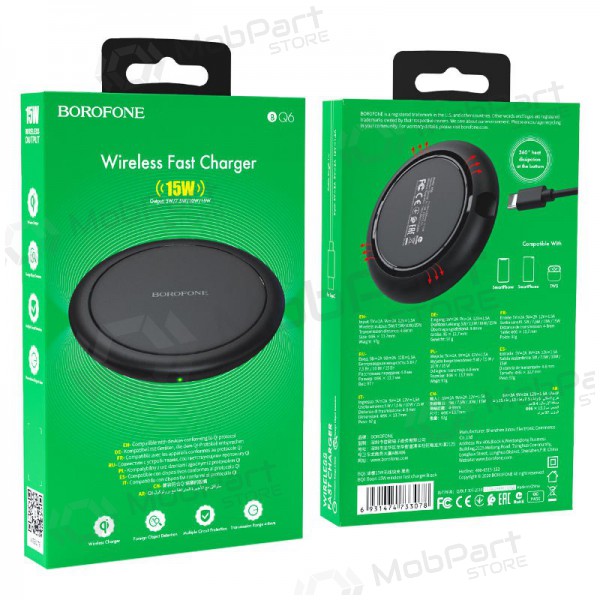 Cargador inalámbrica Borofone BQ6 QC3.0 (15W) (negro)