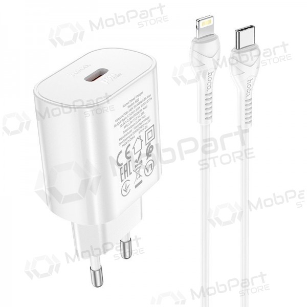 Cargador de teléfono Hoco N22 25 W USB-C con cable Lightning 1 m blanco