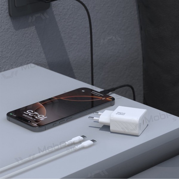 Cargador Dudao A27C GaN 25W USB-C + cable USB-C a USB-C 1.0m negro