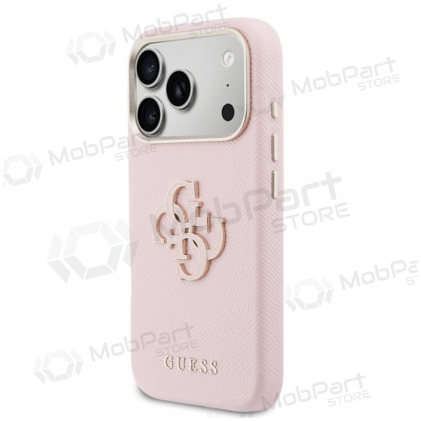 Funda para Apple iPhone 17 Pro Max -Guess PU Grained 4G Resin Metal Logo- (rosa)