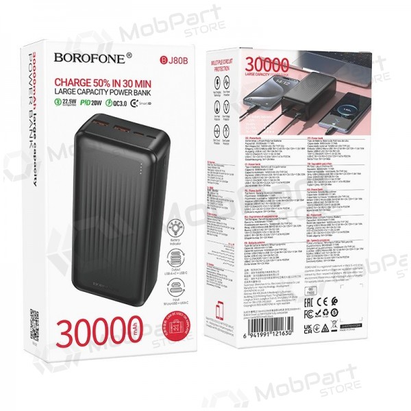 Batería externa Power Bank Borofone BJ80B 22.5W 30000mAh negro