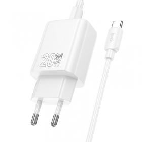 Cargador de teléfono Hoco N60 GaN USB-C con cable USB-C de 1 m blanco