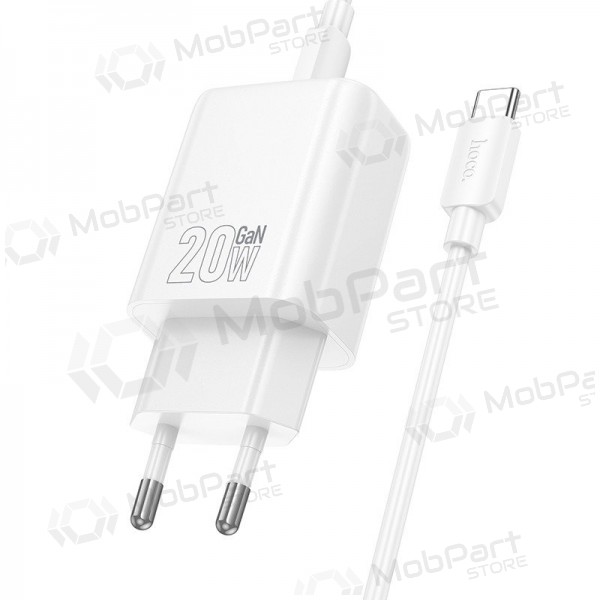 Cargador de teléfono Hoco N60 GaN USB-C con cable USB-C de 1 m blanco