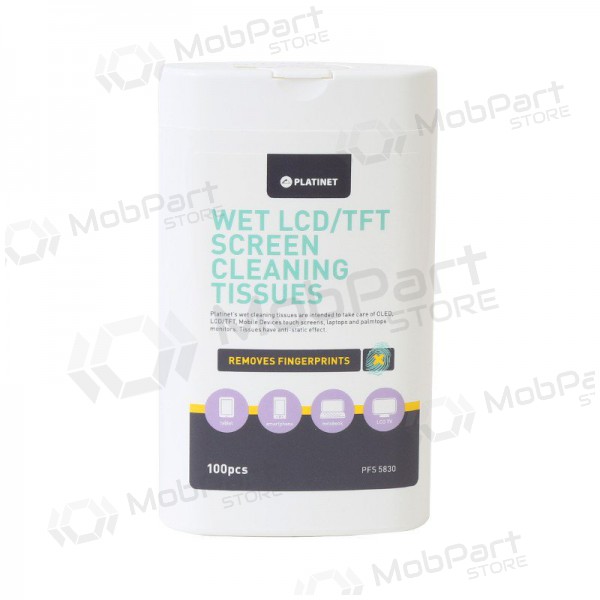 Wet wipes PLATINET for LCD / TFT screens PLATINET 11x9,4cm (100piezas)