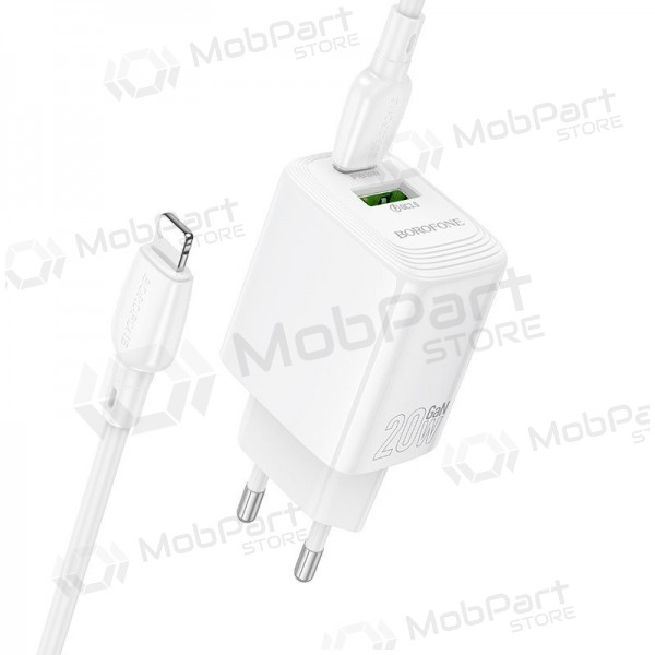 Cargador de teléfono Borofone BN27 20 W USB-C + USB-A con cable Lightning 1 m blanco