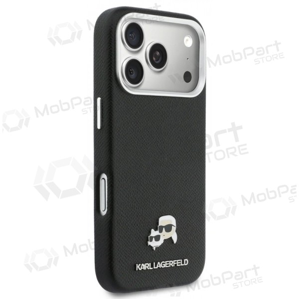 Funda para Apple iPhone 17 Pro - Karl Lagerfeld PU Karl and Choupette Heads Pins MagSafe (negra)