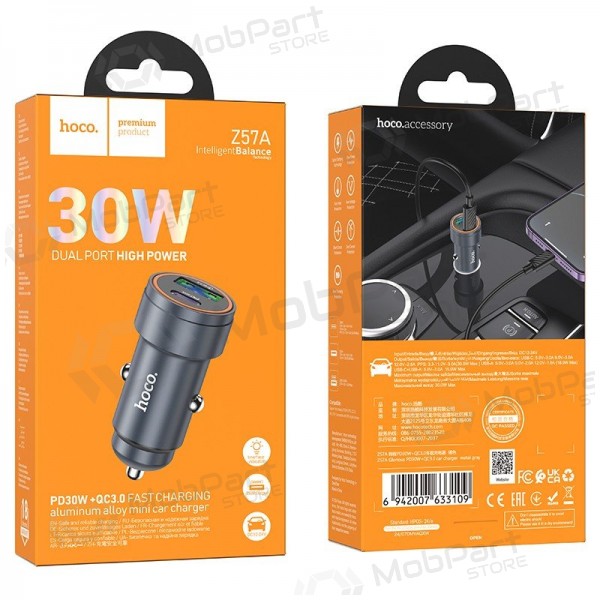 Cargador de coche Hoco Z57A 30 W USB-C + USB-A
