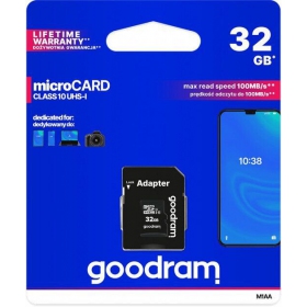 Tarjeta de memoria GOODRAM MicroSD 32GB (clase 10 UHS-I) + Adaptador SD