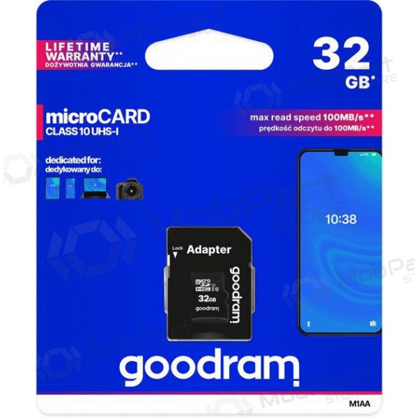 Tarjeta de memoria GOODRAM MicroSD 32GB (clase 10 UHS-I) + Adaptador SD
