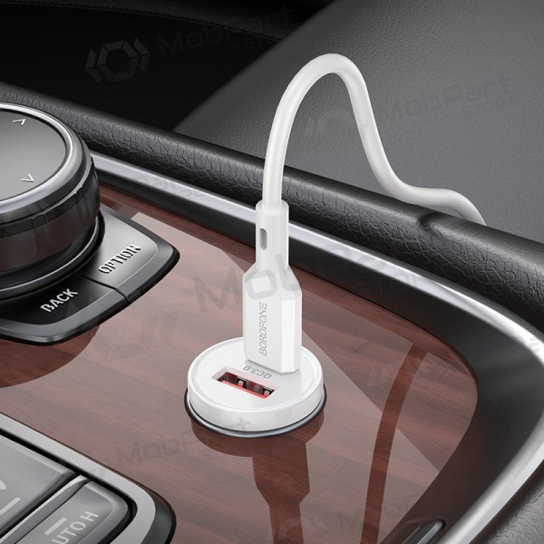 Cargador automobilinis Borofone BZ18A USB-A/Type-C PD20W+QC3.0 (blanco)