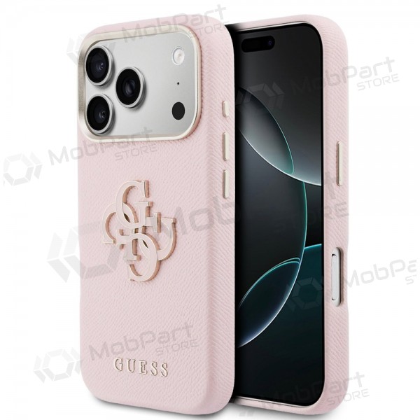 Funda para Apple iPhone 17 Pro Max -Guess PU Grained 4G Resin Metal Logo- (rosa)