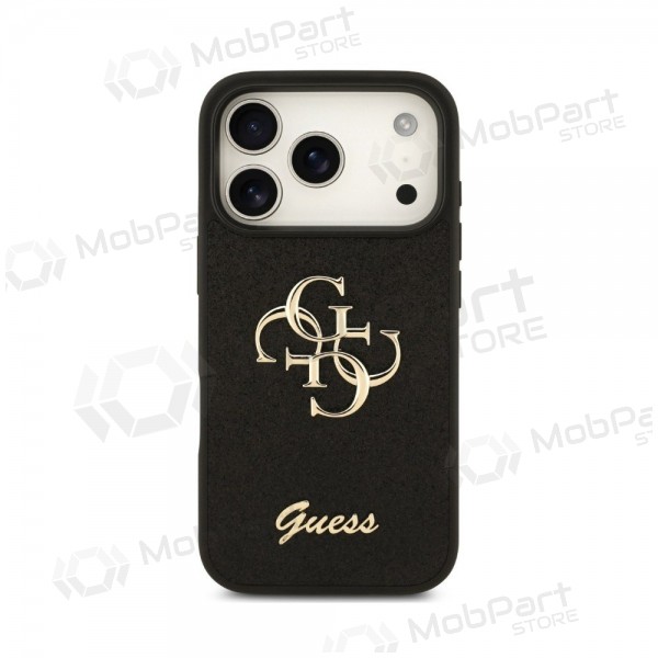 Funda para Apple iPhone 18 Pro Max - Guess PU Fixed Glitter 4G Metal Logo (negra)