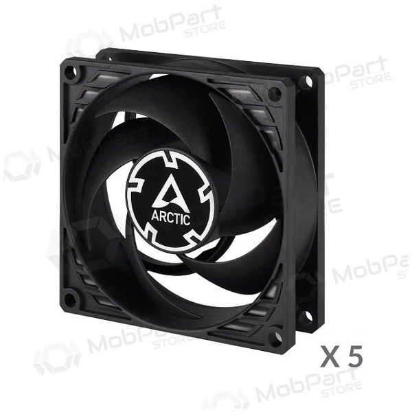 ARCTIC P8 Silent ypač tylūs korpuso ventiliatoriai, 3-pin, 80mm, juodi, 5 piezas.