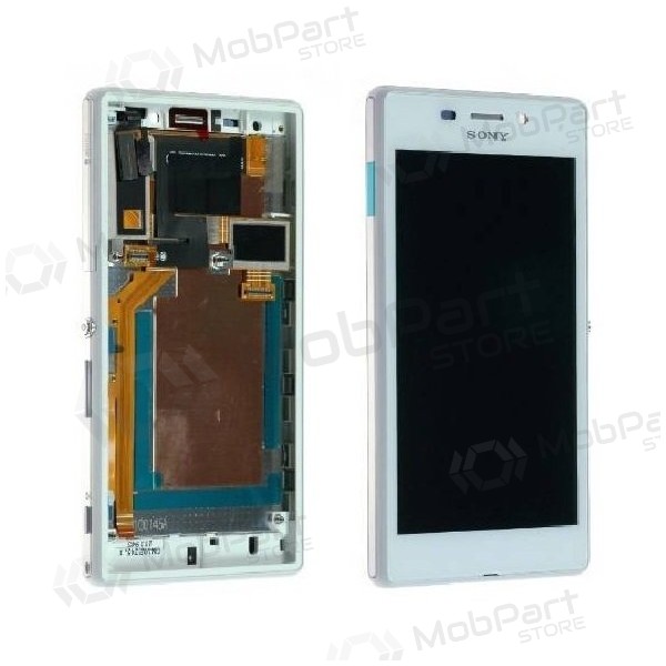 Sony Xperia M2 D2303 / M2 D2305 / M2 Aqua D2403 pantalla (blanco) (con un marco) (service pack) (original)